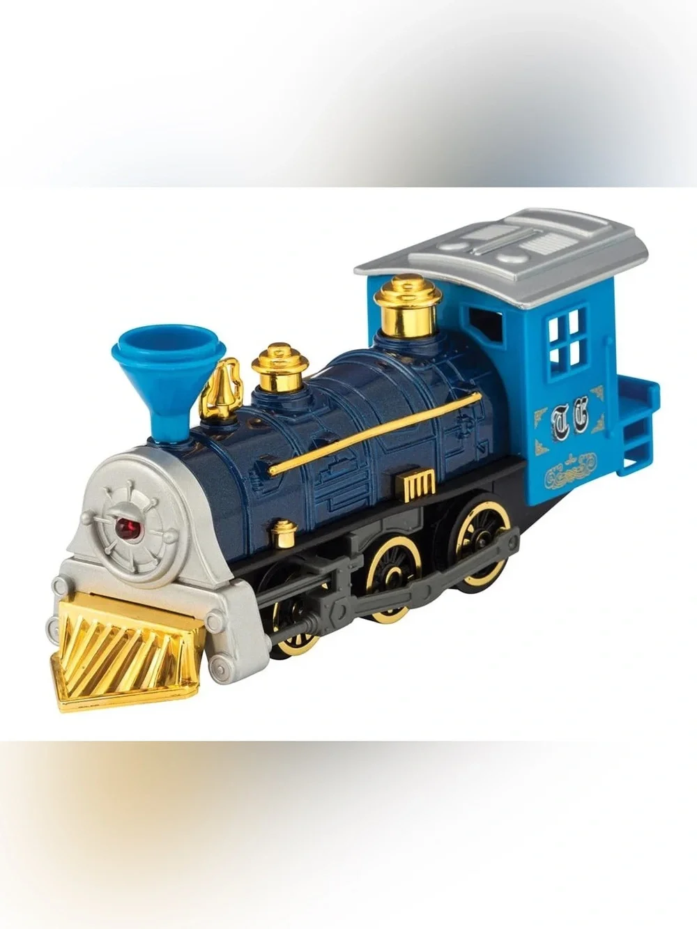 Kids Blue & Gold Toy Train Engine - Pullback Classic Locomotive
